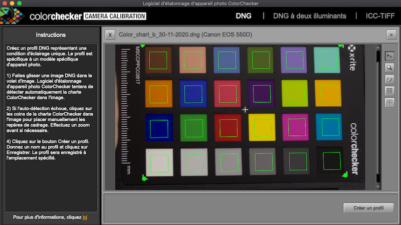 Align grid on chart in ColorChecker Camera Calibration.